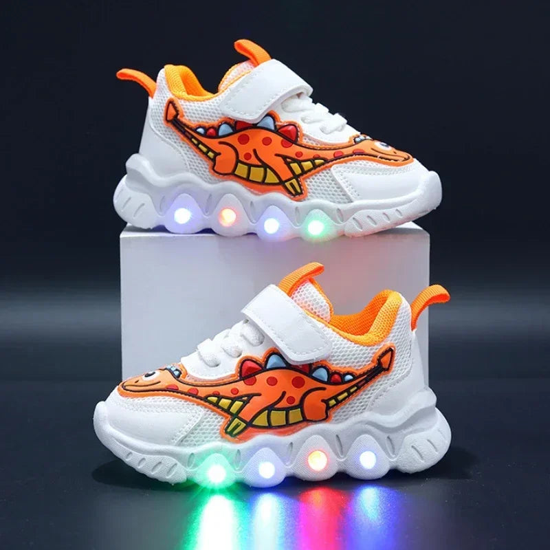 Children Cute Cartoon Boys Casual Sneaker for Children Shoes Girl Mesh Breathable Lighting Shoes Baby Illuminated Shoe