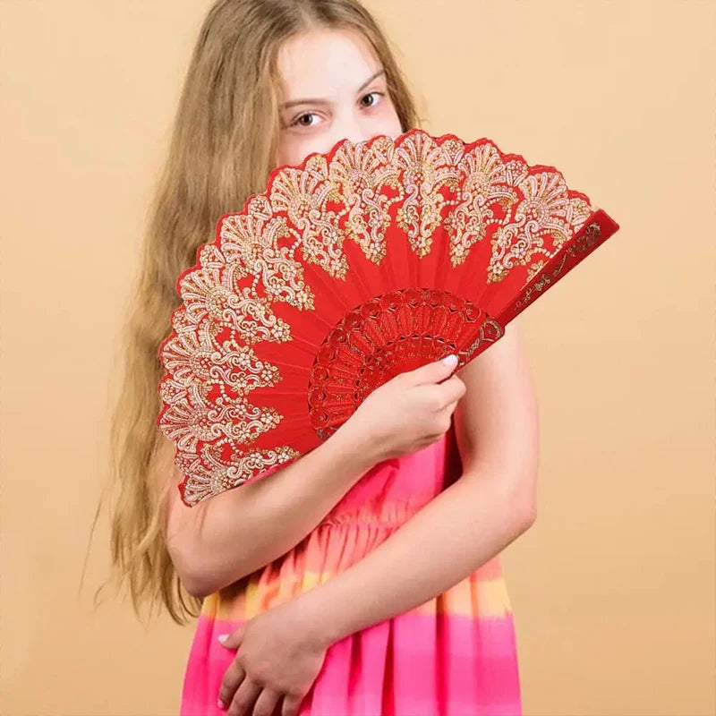 Wedding,Dance,Handheld,Folding Fan,Plastic Fan,Chinese Style,Art Craft
