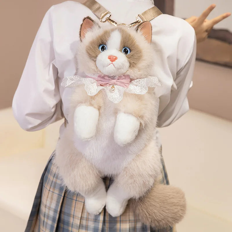 Simulated Puppet Cat Backpack Doll Cute Cat Backpack Plush Toy Daughter Birthday Gift