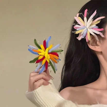 Twist Bar Fire Works Hair Clip Women Fashion Spring Festival Eve Atmosphere Photography Props New Year Hairpin Hair Accessory