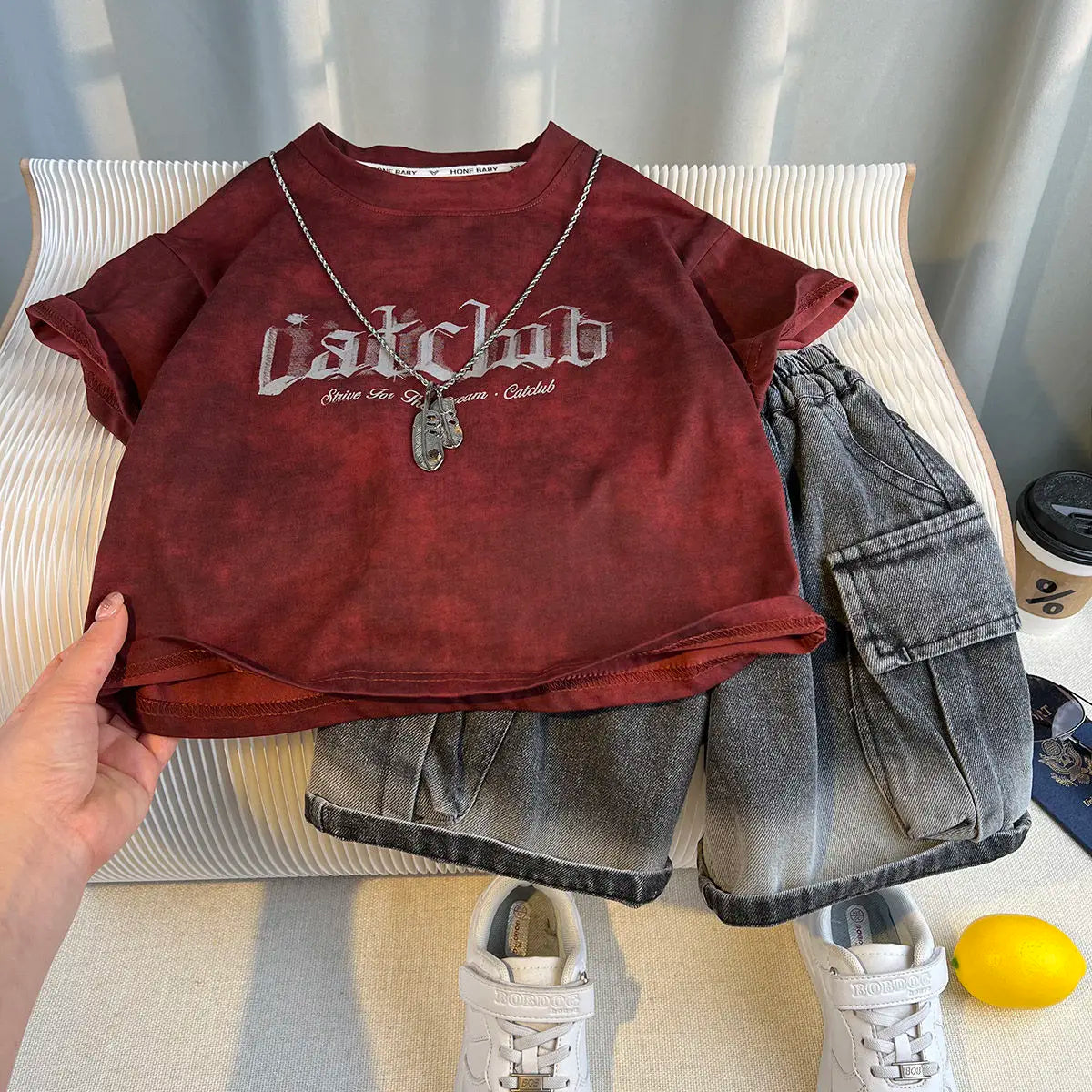 Hot Sale Fashion Baby Boy Suit Summer Clothes Short Sleeve T-shirt Short Jeans 2 Piece Set Kids Outfit Children's Costume