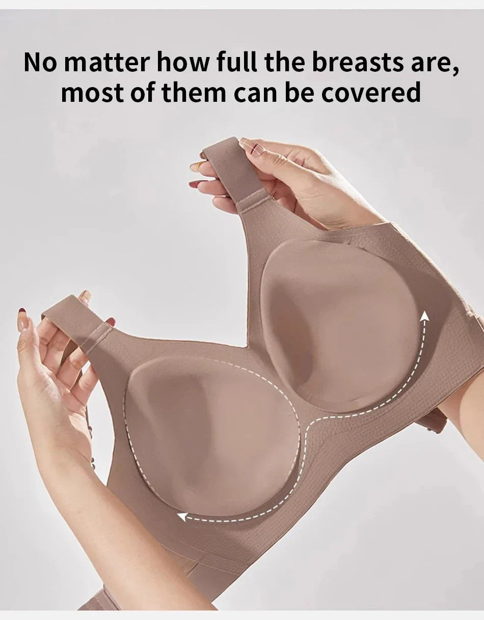 Women's Seamless Underwear Thin with Removable Pads Comfortable Wireless Adjustable Bra Tops Pull-up Anti-sagging Bra