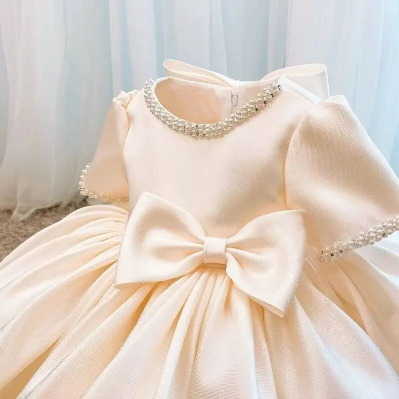 Wedding Bow Girl Dress Suitable for Girls  Dresses V-neck Long sheer Party Costume Carnival Costume
