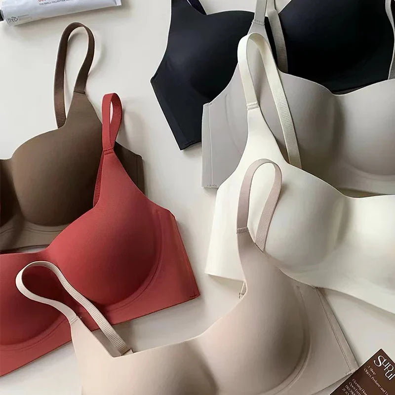 Wireless Push Up Bra for Women Soft Comfortable Anti-Sagging Upper  Support Gathering Lingerie Small Breasts ABC Cup Underwear