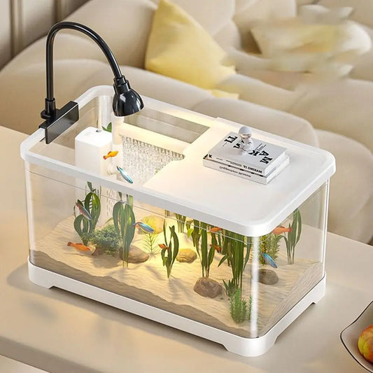 Aquarium with LED Lighting Power Filter Fish Tank Multifunctional with Water Pump Turtle Tank for Fish Decor