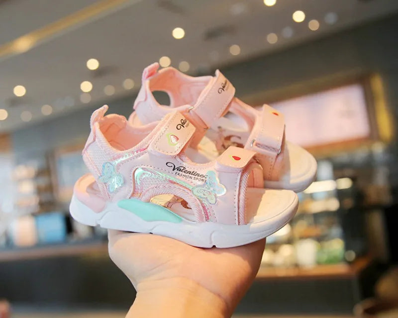 Sandalias Princess Sandals Summer New Cartoon Girl Shoe Soft Sole Baby Sandals Fashion Beach Shoe Flat Sandals Kid Shoe