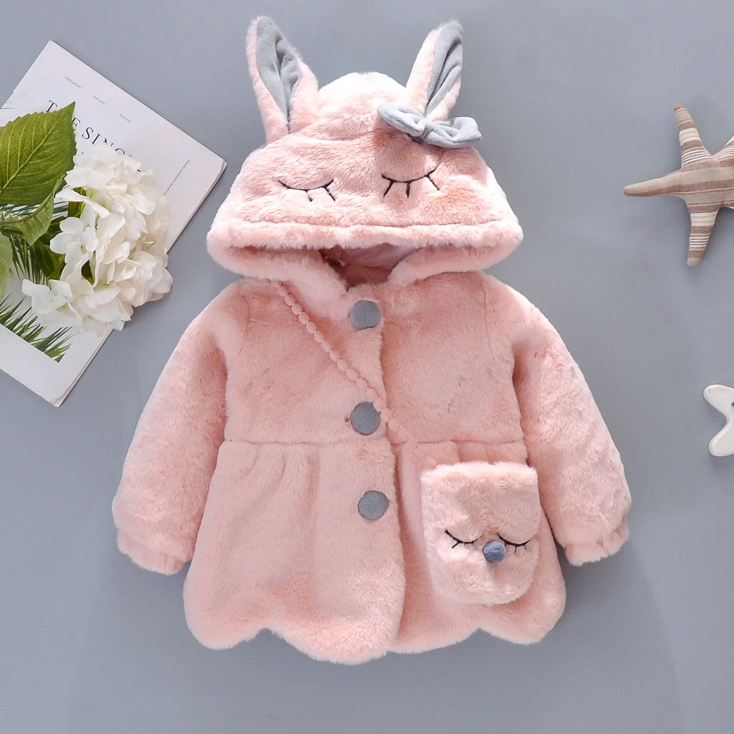 New Winter Coat Baby Girl Cold Protection Cute Hooded Coat With Free Bag For Kids (Available) (Copy)