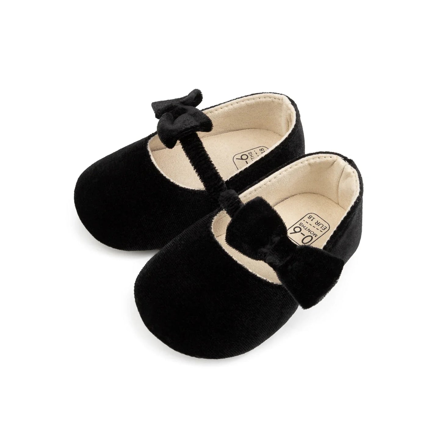 Newborn Baby Girls Mary Jane Flats Cute Bowknot Velvet Toddler Dress Shoes Lovely Princess Infant Crib Shoes for 0-18Months