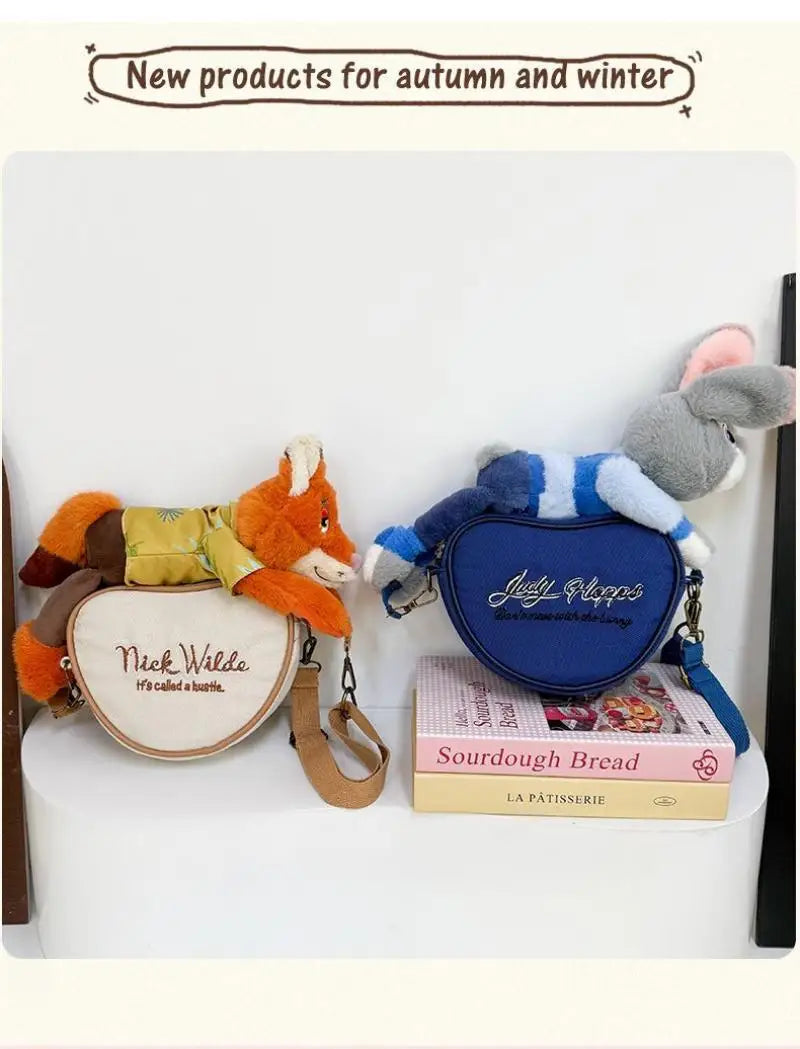 Judith Nick Disney Hot Selling Shoulder Bag Plush Cute Cartoon Personalized Fashion Crazy Zootopia Doll Shoulder Bag Couple Gift