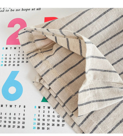 Set Children Unisex Summer New Style Cotton Stripe Pocket Shirt Polo Collar Shourts Fashion Casual Brief Versatile Korean