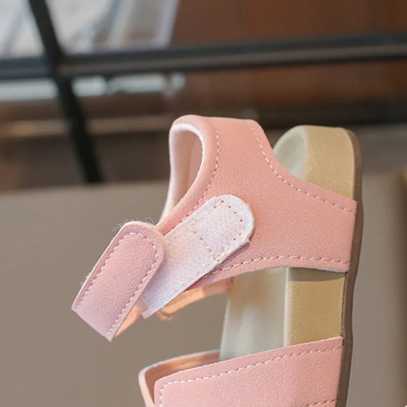 Boys Girls Sandals PU Suede Soft Beach Shoes For Children Casual Hook Loop Anti Slip Kids Sandals