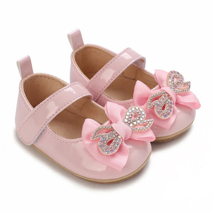 Spring and Autumn Bow Mary Jane Princess Shoes  Baby Girl Rubber Bottom Anti slip Sneaker