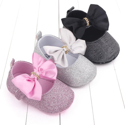 Spring Autumn Beautiful Baby Girl Princess Shoes Soft Soled Butterfly Bowknot Fashion Design Solid Newborn Prewalker Shoes