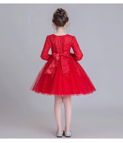 Fashion Flower Girl Dresses for Weddings Lace Long Sleeve Children Bridesmaid Dresses Spring Autumn Girls Party Dress 3-12 Years
