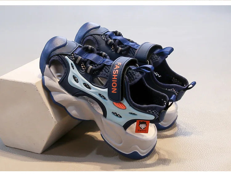 Children's Mesh Hollow Breathable Casual Sandals Boys' Fashion Sports Cool Shoes 2025 Summer Soft Soled Non Slip Beach Sneakers