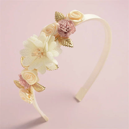 Advanced Handmade Flower Girls Headbands Cute Pearl Feather Wedding Crown Princess Dance Party Headwear Fashion Hoop Accessories