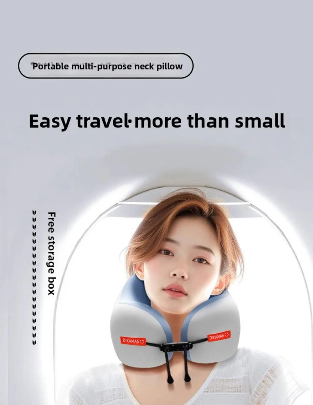 Portable U-shaped Pillow Double Hump Design Ergonomic Neck Pillow Press-inflatable Travel Pillow