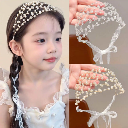 Children's hair band crystal pearl princess ribbon hair braid little girl not hurt hair braid Fried Dough Twists braid girl head