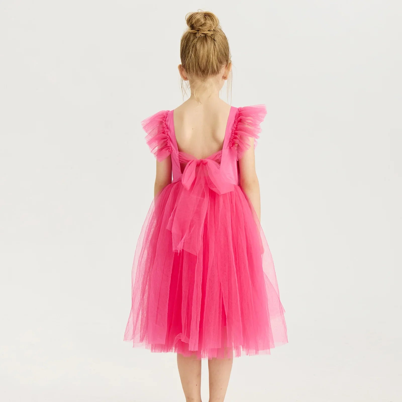 New Little Girls Party Dress for Princess Dress Solid Child Clothes Flower Girl Birthday Princess Dress for Kids