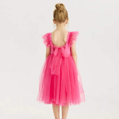 1-8Years New Little Girls Party Dress for Princess Dress Solid Child Clothes Flower Girl Birthday Princess Dress for Kids