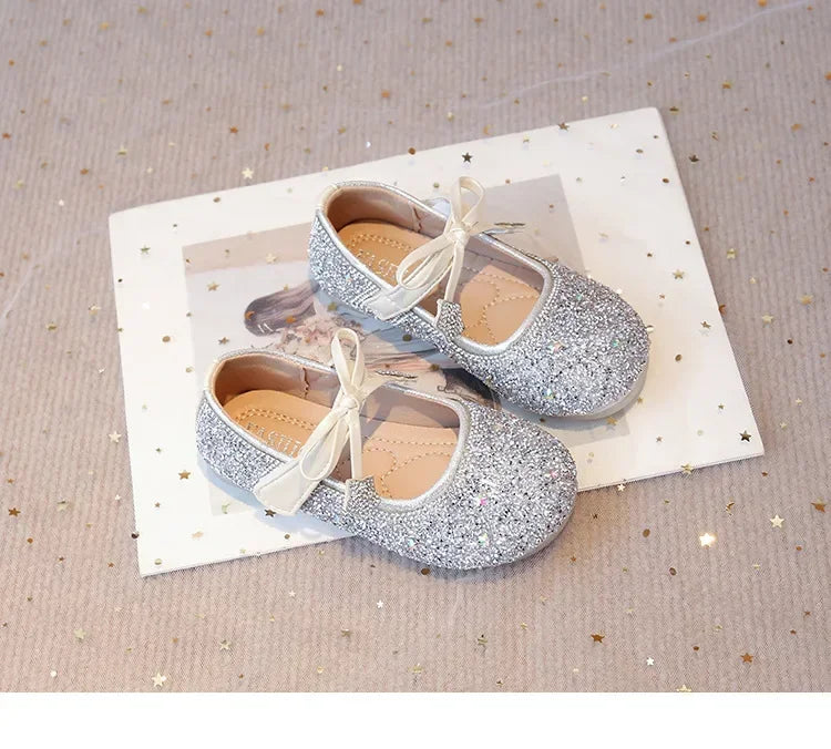 Girls Princess Shoes Round Toes Sweet Bows
