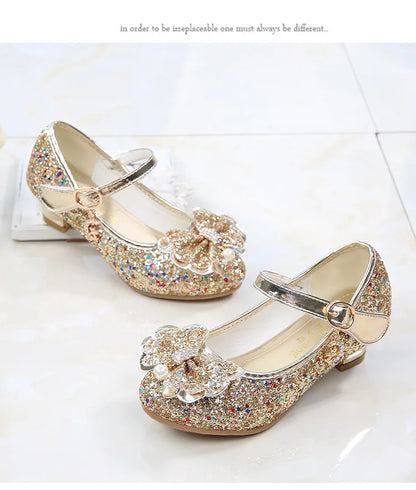 Children's Shoes  Princess Shoes Girl's Fashion Sandals Crystal Princess Shoes Blue Pink Silver