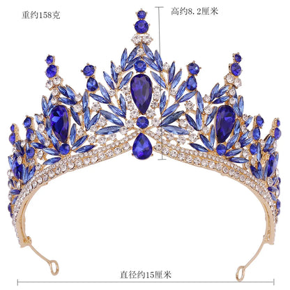 Luxury Big Water Drop Crystal Opal Tiara For Women Girls Wedding Bridal Birthday Party Crown Hair Dress Accessory