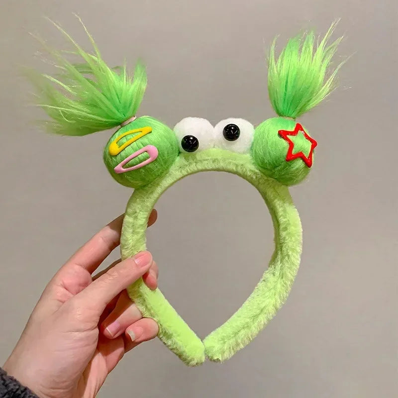 Girls Face Wash Headband Plush Skin Care Bath Shower Makeup Hair Band Soft Absorbent Cartoon Clown Doll Hair Accessories