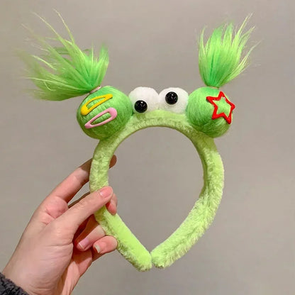 Girls Face Wash Headband Plush Skin Care Bath Shower Makeup Hair Band Soft Absorbent Cartoon Clown Doll Hair Accessories