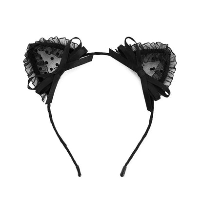 Cute Lace Cat Ears Headband Fancy Dress Hairband Women Girls Cosplay Headwear Masquerade Anime Costume Party