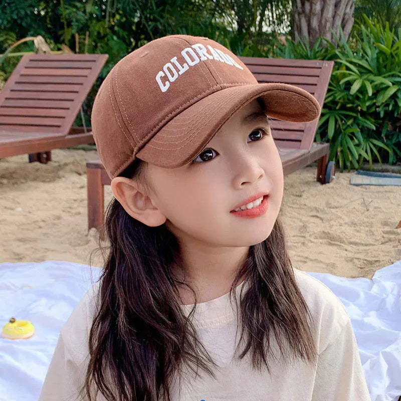 Fashion Letter Children Baseball Hat Solid Cotton Kids Duck Tongue Cap