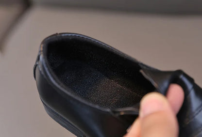 New Kids Shoes for Boys Performance Mary Jane Shoes for Fashion Party Wedding Shows Children Black Slip-on Loafers Leather Shoes