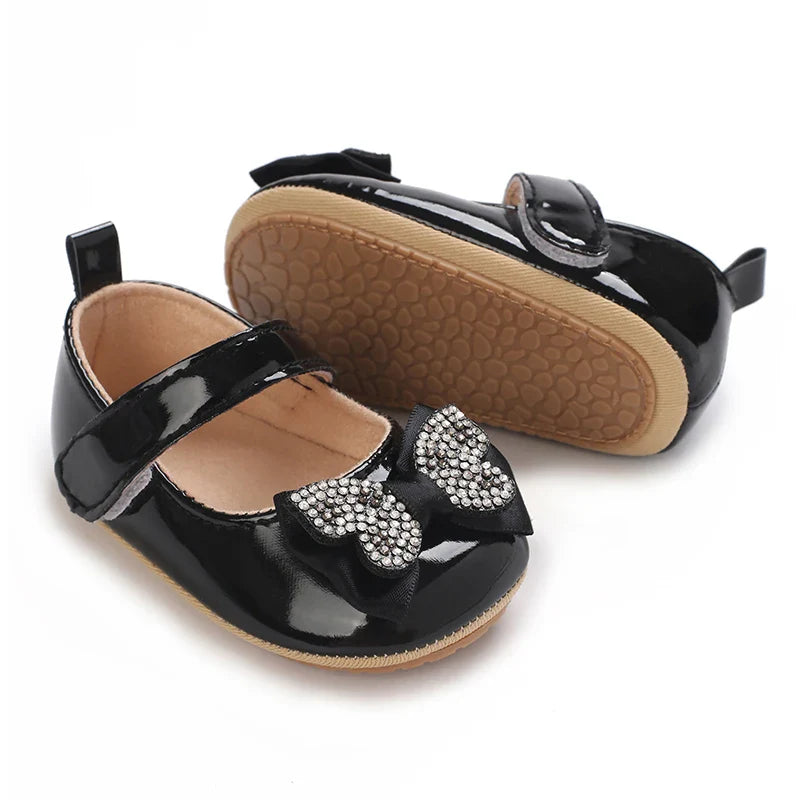 Spring and Autumn Bow Mary Jane Princess Shoes  Baby Girl Rubber Bottom Anti slip Sneaker
