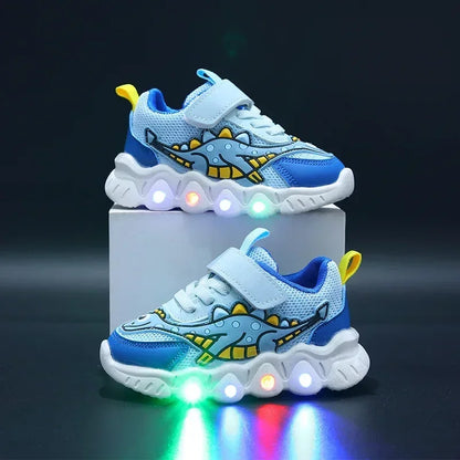 Children Cute Cartoon Boys Casual Sneaker for Children Shoes Girl Mesh Breathable Lighting Shoes Baby Illuminated Shoe