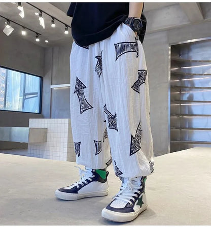 Children's Summer Set Korean Version Boy Hip Hop Loose Short Sleeve T-shirt Casual Mosquito Pants 2-piece Set