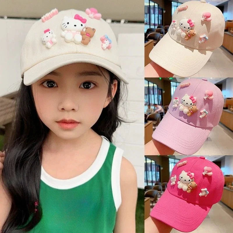 New Sanrio Animation Hello Kitty Travel Cap Spring and Autumn Girls Outdoor Versatile Baseball Cap Sun Protection Visor Hat