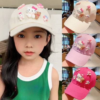 New Sanrio Animation Hello Kitty Travel Cap Spring and Autumn Girls Outdoor Versatile Baseball Cap Sun Protection Visor Hat
