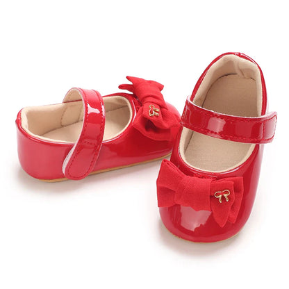 Spring and Autumn Bow Mary Jane Princess Shoes  Baby Girl Rubber Bottom Anti slip Sneaker