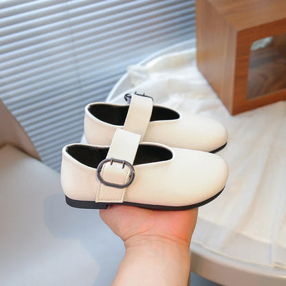 Girls' leather shoes spring new children's round toe flat fashion simple princess shoes single shoes