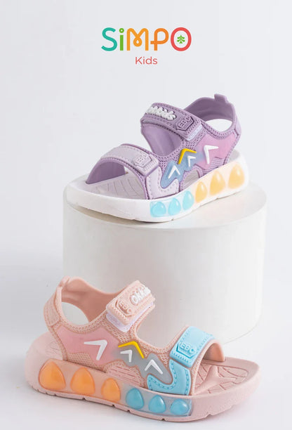 Children' Fashion Sport Sandals Geometric Patterns Breathable Wear-resistant Soft Shoes With Adjustable Velcro For Boys & Girls