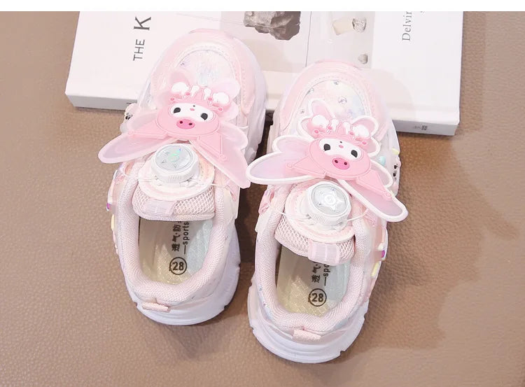 Girls Leather Hook-and-Loop Shoes - Non-Slip Thick Sole Chunky Sneakers Soft Bottom Fashion Casual Shoes for Kids