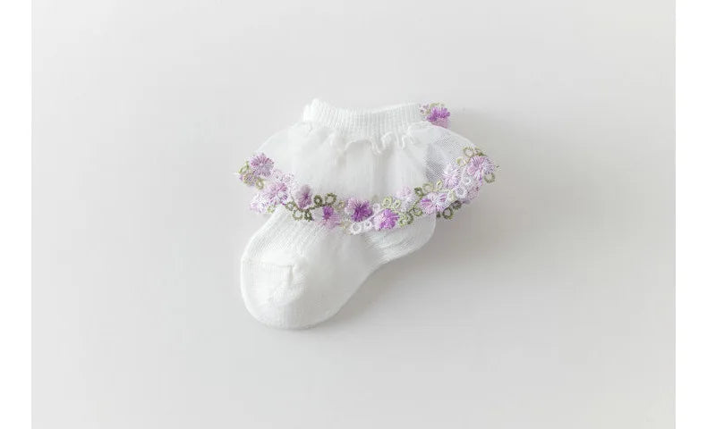 New Children's Socks With Lace Princess Girls Frilly Sock Soft Infant Baby Socken White Socks For Kids 0-10Years High Quality