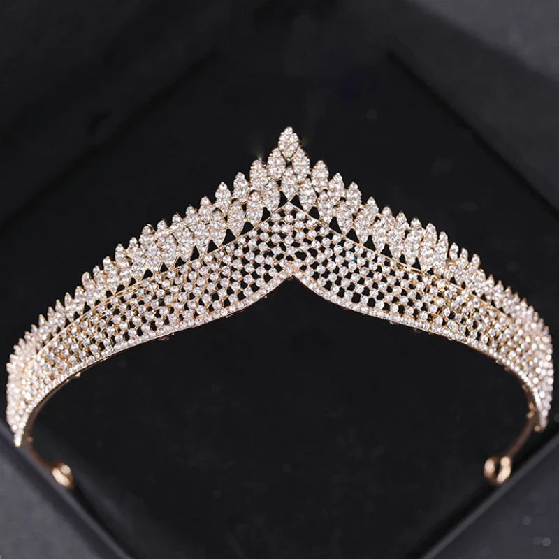 Gold Crystal Tiaras And Crowns Headband Rhinestone Prom Diadem Crown Bridal Wedding Hair Accessories Jewelry Crown Tiara Gift