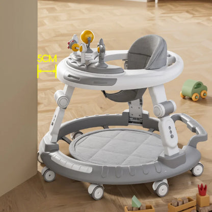 6-30 months old baby foldable baby walker multi-functional baby walking aid cart with music disc baby walker anti-slip cart