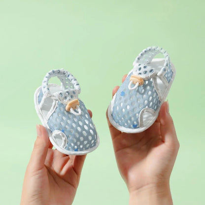 Baby Summer Sandals Soft Soled Cotton Fabric Newborn First Walkers Hollow Breathable Infant Non Slip Shoes Kids Footwear