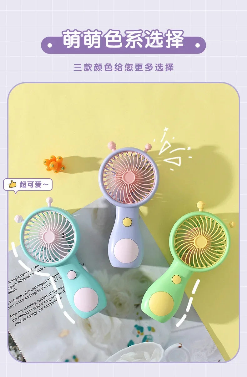 Portable Handheld Fans USB Charging Cartoon Desktop Mini Fan Fisherman Student Summer Outdoor Climbing Fishing Tools Fans