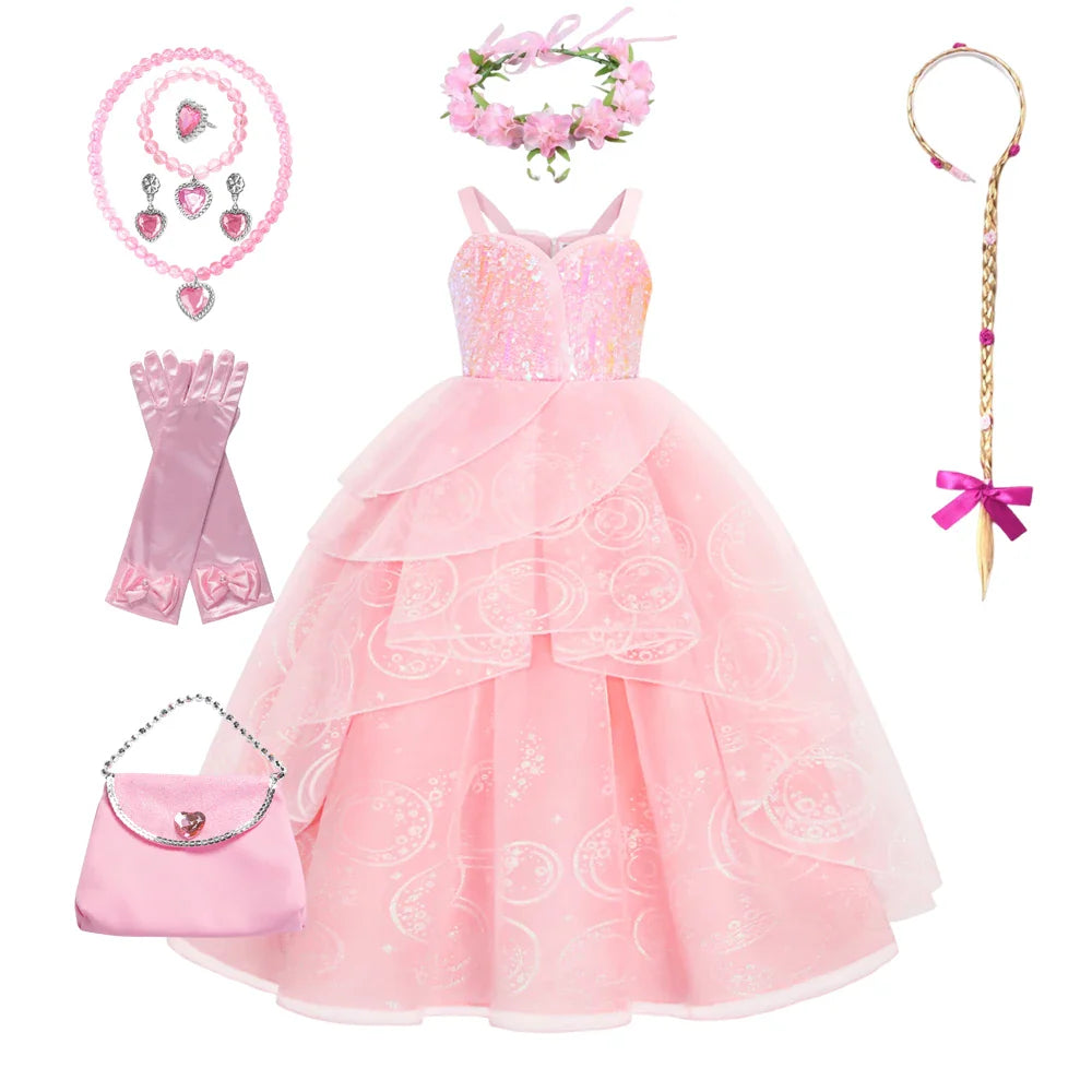 Girl Princess Dress Carnival Party Princess Dress Birthday Party Dress Children's Pink Cute Dress Girl's Party Dress