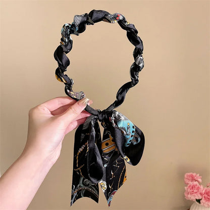 Ribbon Comb Headband, Vintage Wave Headband With Floral Ribbon & Comb - Reversible High Crown Effect Hairband