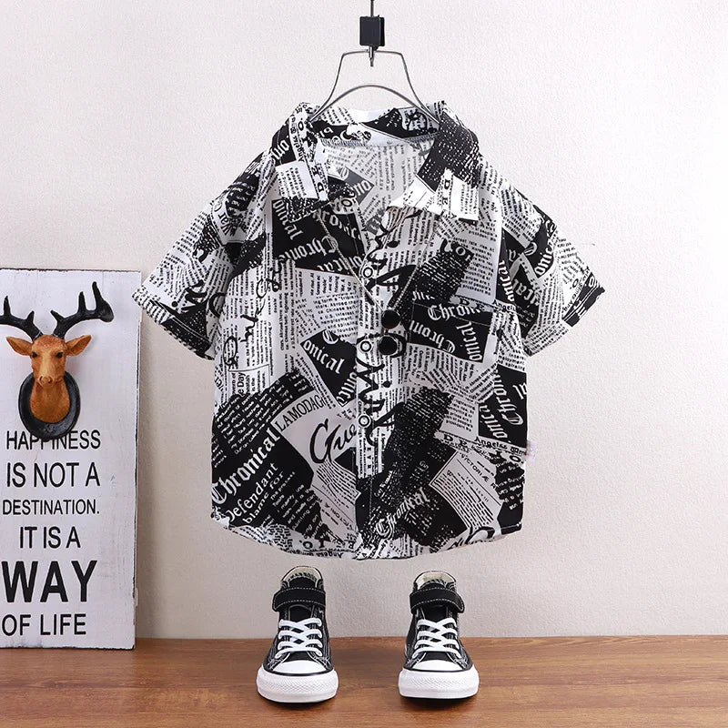 Children's shirts summer style short sleeved boys' tops baby coats children's clothing Hong Kong style casual trend wholesale