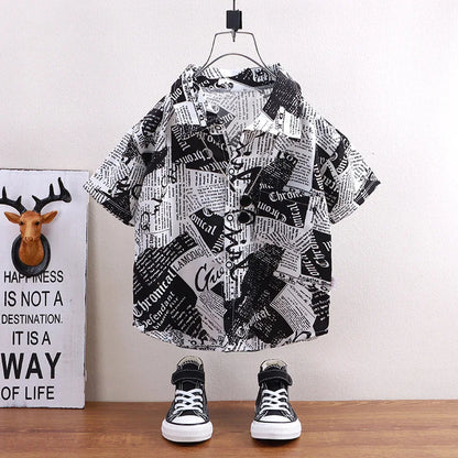 Children's shirts summer style short sleeved boys' tops baby coats children's clothing Hong Kong style casual trend wholesale